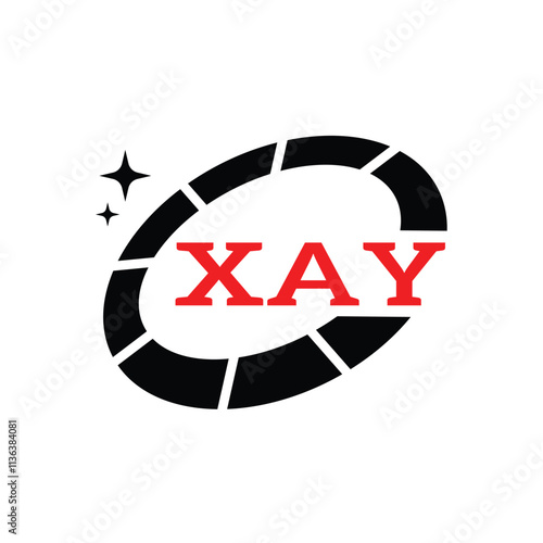 XAY Creative Circular Logo Design in Red and Black for Corporate Branding and Technology, XAY Red and Black Tech Logo with Circular Elements for Branding and Visual Identity, XAY LOGO, XAY vector logo photo