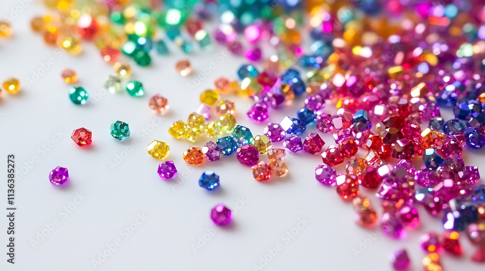 Radiant rainbow sparkles scattered on a white background Radiant rainbow sparkles scattered on a white background
