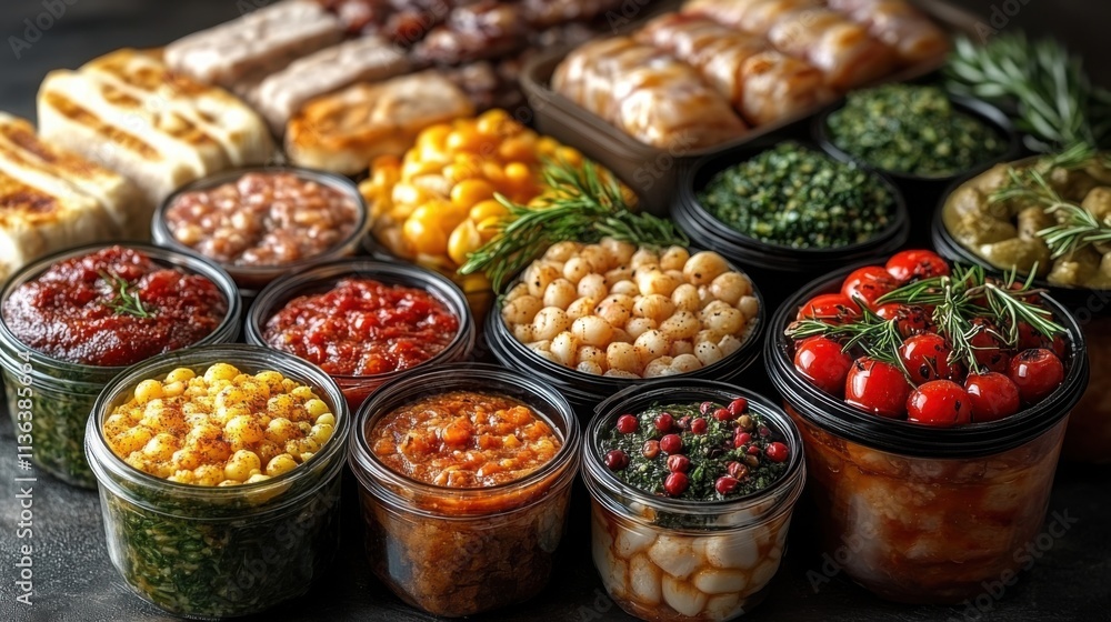 Delicious preserved food jars healthy meal prep. Delicious preserved food jars healthy meal prep.