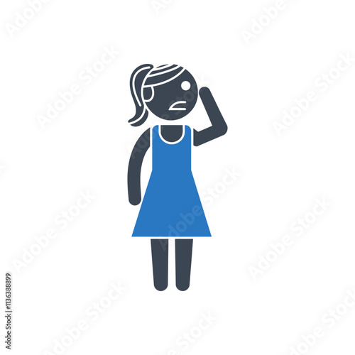 Worried Girl Symbol Icon