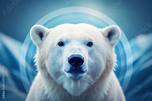 Unique Polar Bear  Design Featuring a Minimalist Style with Abstract Elements and a Cool Color Palette, Perfect for Branding, Conservation Initiatives, or Wildlife Organizations photo