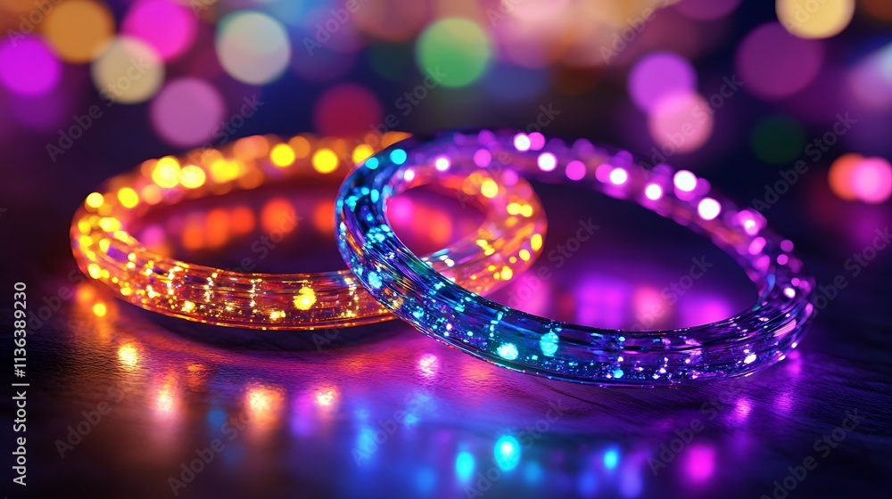 Abstract glowing rings with scattered sparkles Abstract glowing rings with scattered sparkles