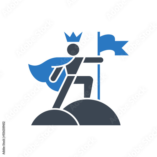 Leader Raising Flag Icon