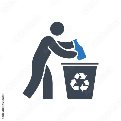 Throwing Bottle in Bin Icon