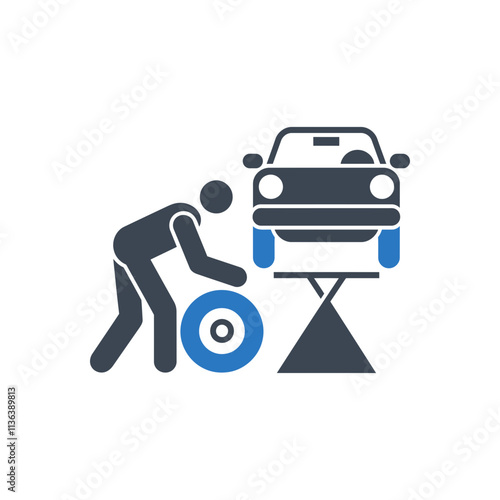 Car Lift Tire Change Icon