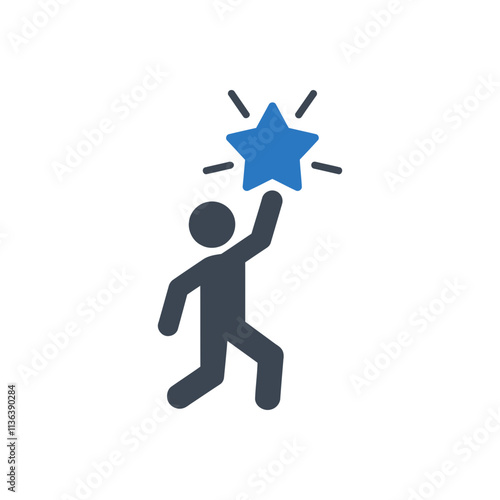 Person Reaching for Star Icon