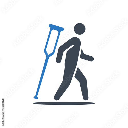 Walking with Crutch Icon