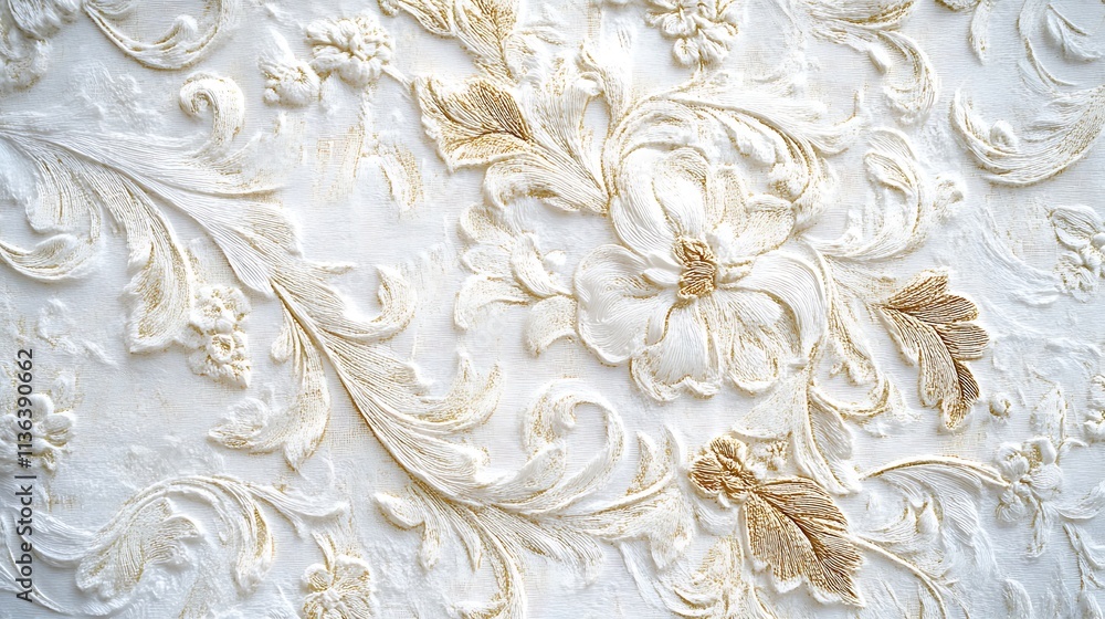 Elegant white tones with textured golden patterns Elegant white tones with textured golden patterns