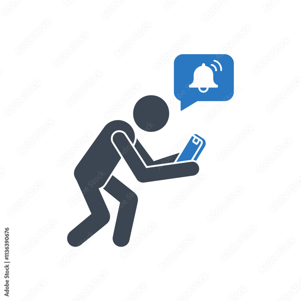 Person Looking at Notification Icon Person Looking at Notification Icon
