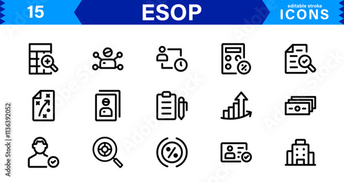 Modern ESOP Icons - High-Quality Graphics for Finance, Corporate Plans, and Employee Ownership Projects photo