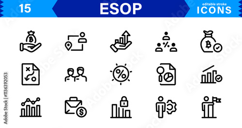 Modern ESOP Icons - High-Quality Graphics for Finance, Corporate Plans, and Employee Ownership Projects photo