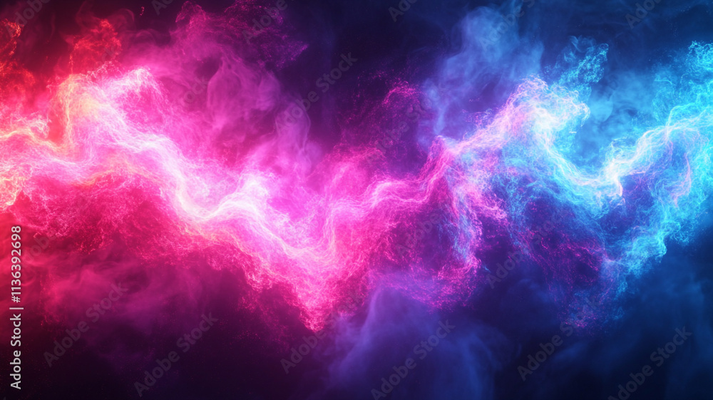 Neon glows of magenta and cyan collide, forming an electrifying colorful background Neon glows of magenta and cyan collide, forming an electrifying colorful background