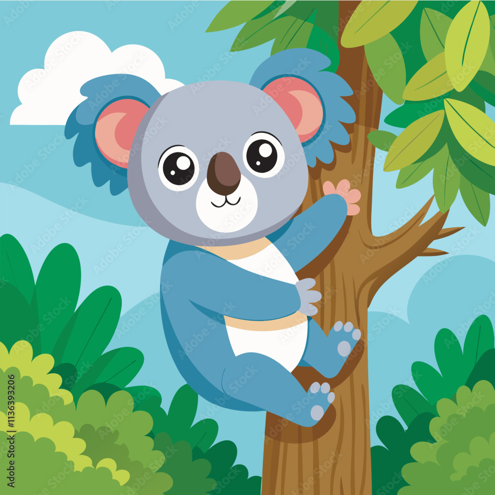 Koala hugging a tree branch Koala hugging a tree branch
