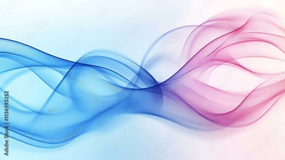 Obraz premium Abstract blue and pink waves blending smoothly