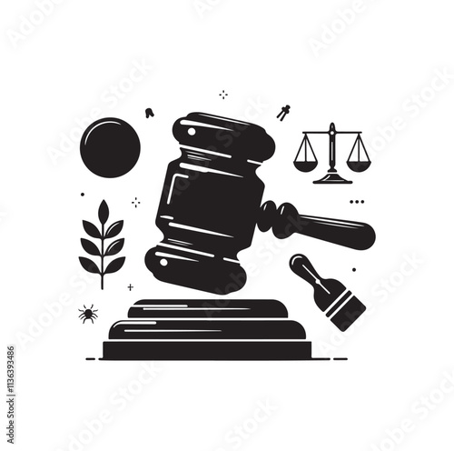 Judge Gavel silhouette vector illustration