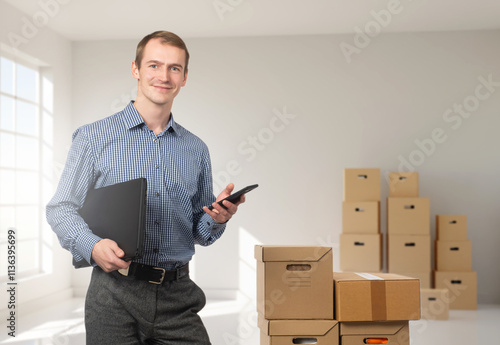 Business man moving to new ...