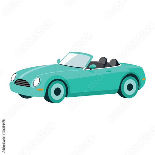 High Quality Convertible Car Vector Illustration Design On Clean White Background