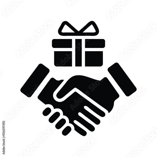 People handshake gift box icon vector illustration