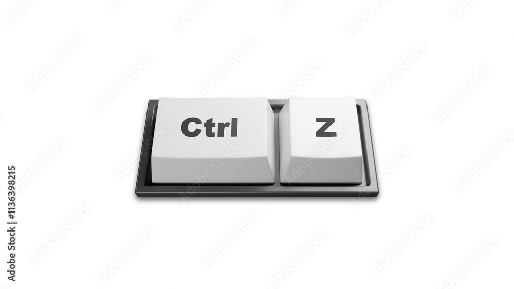 Ctrl Z buttons. Keys to undo previous action. Ctrl Z buttons isolated on white. Keys to cancel erroneous input. Concept of taking step back. Ctrl Z symbols on keyboard. Cancel action taken. 3d image Ctrl Z buttons. Keys to undo previous action. Ctrl Z buttons isolated on white. Keys to cancel erroneous input. Concept of taking step back. Ctrl Z symbols on keyboard. Cancel action taken. 3d image