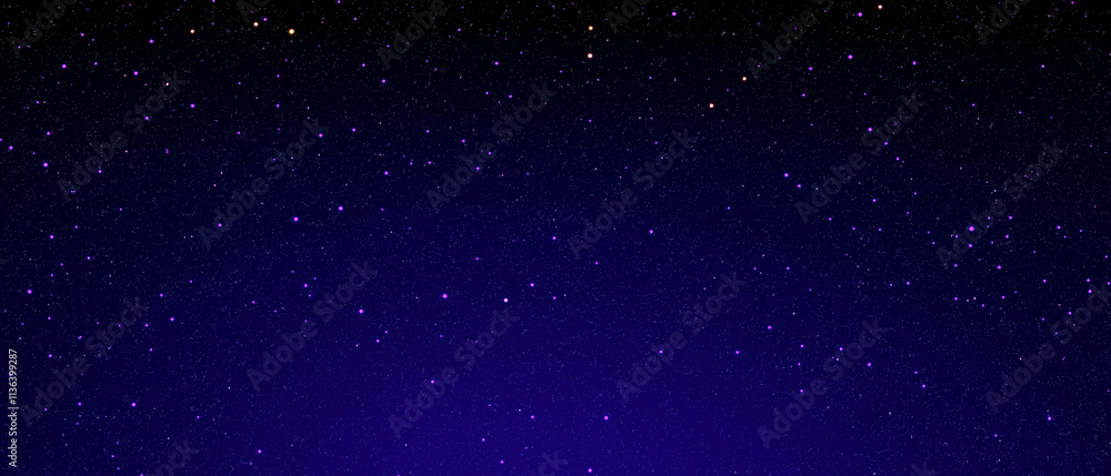 Naklejka premium Night Sky Background with Tiny Sparkling Stars and Deep Blue Glow