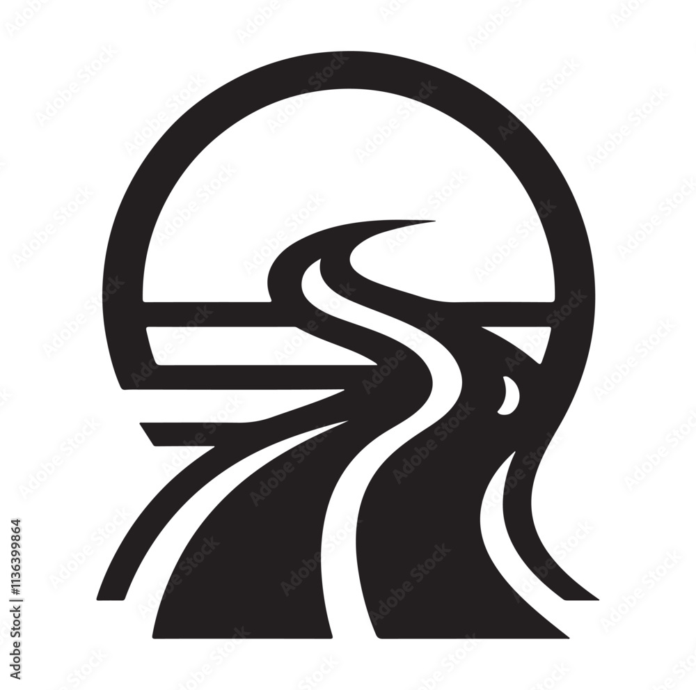 curved ahead road sign silhouette vector illustration curved ahead road sign silhouette vector illustration