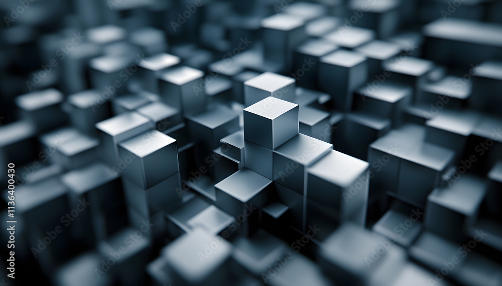Abstract Metal Cubes Form A Complex Structure Abstract Metal Cubes Form A Complex Structure