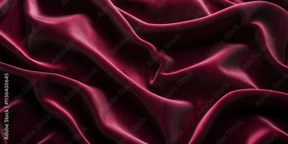 Fototapeta premium Smooth burgundy velvet illuminated with soft light, exuding an opulent, refined texture