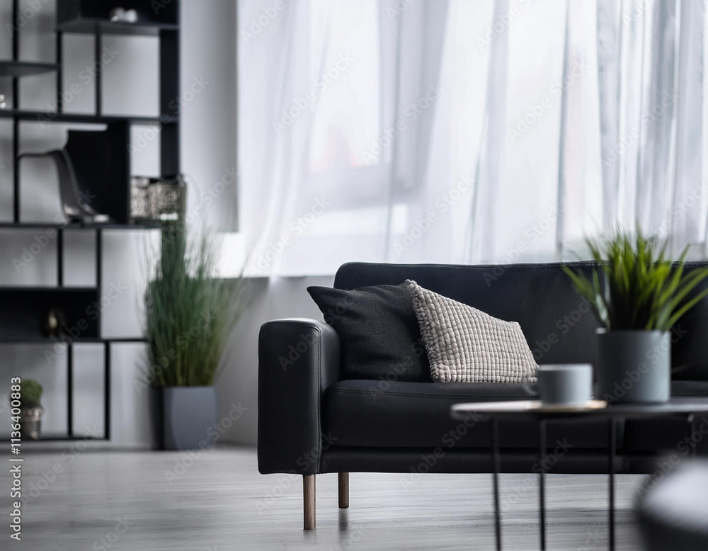 Fototapeta premium Nowoczesny salon projekt czerń