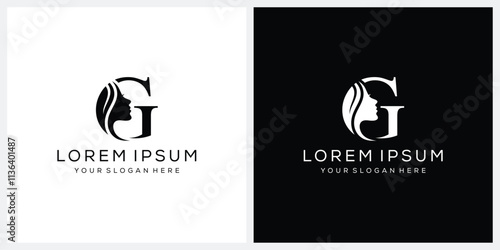 letter G beautiful woman face logo design, for business, beauty, cosmetic, fashion 