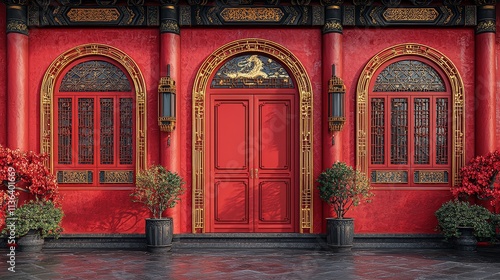 Elegant Golden Latticework Frame Inspired by Chinese Window Design