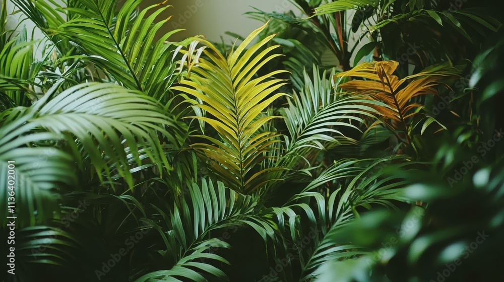 Lush Green Tropical Foliage with Vibrant Leaves in Nature's Abundant Jungle Setting Lush Green Tropical Foliage with Vibrant Leaves in Nature's Abundant Jungle Setting