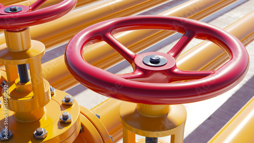 Gas pipes. Yellow pipeline ...