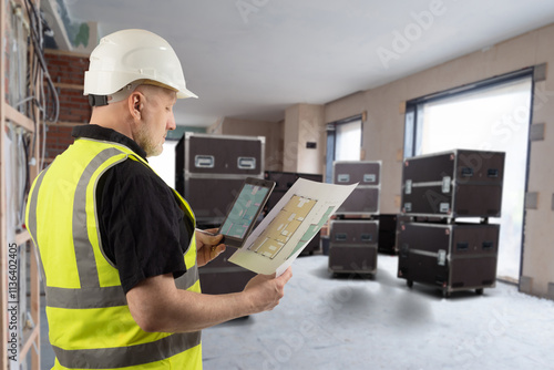Man builder. Architect insi...