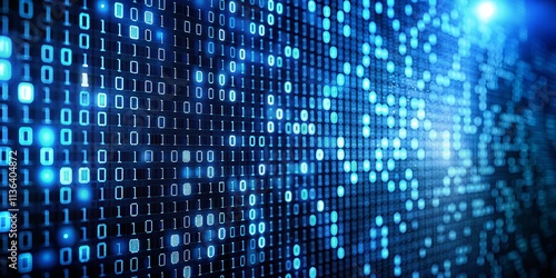 Wallpaper Mural Abstract Blue Binary Code, Digital Art, Low Light Photography, Tech Background, Futuristic Design Torontodigital.ca