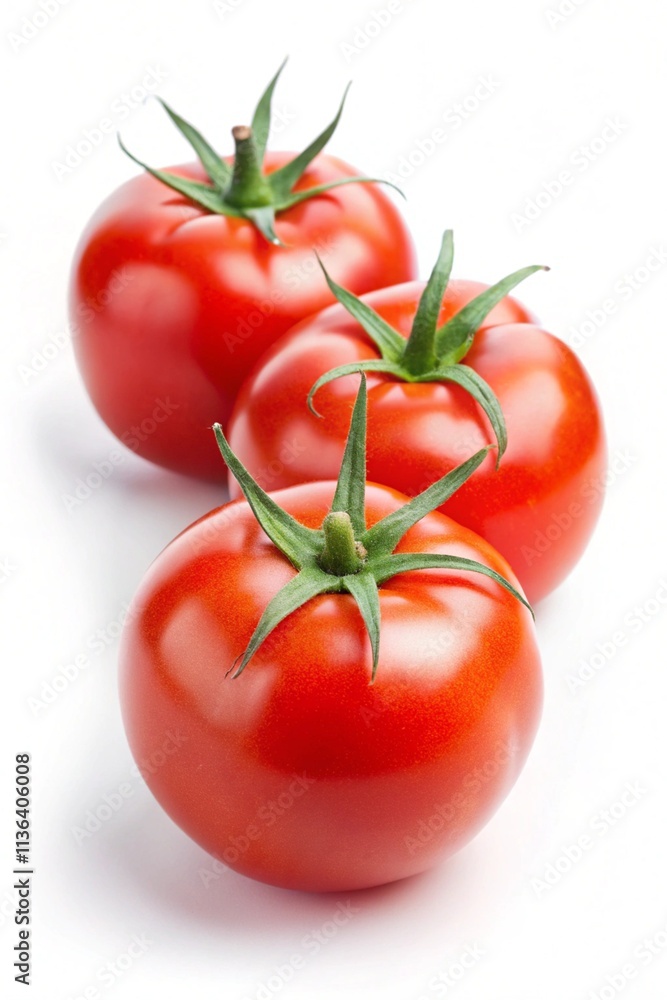 Three tomato on isolated white background for your food needs. Three tomato on isolated white background for your food needs.