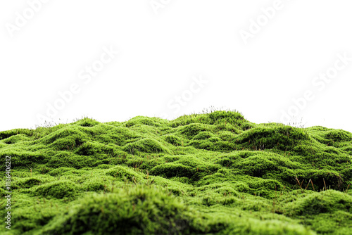 Green moss growing on a hill, isolated on a transparent background, perfect for nature, environmental, or landscape-themed designs.