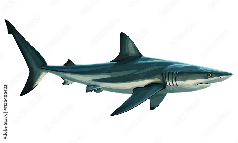 Fototapeta premium Illustration of shark (selachimorpha), closeup vector