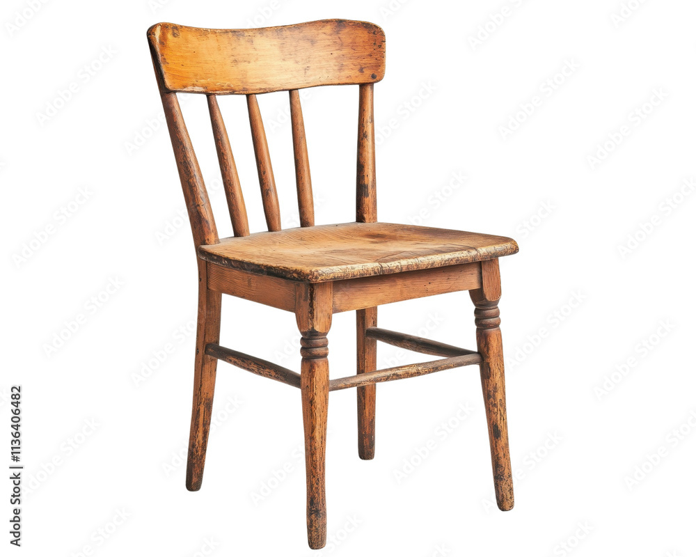 A rustic wooden chair with a classic design, perfect for home decor. Isolated on a white background for versatile usage. A rustic wooden chair with a classic design, perfect for home decor. Isolated on a white background for versatile usage.