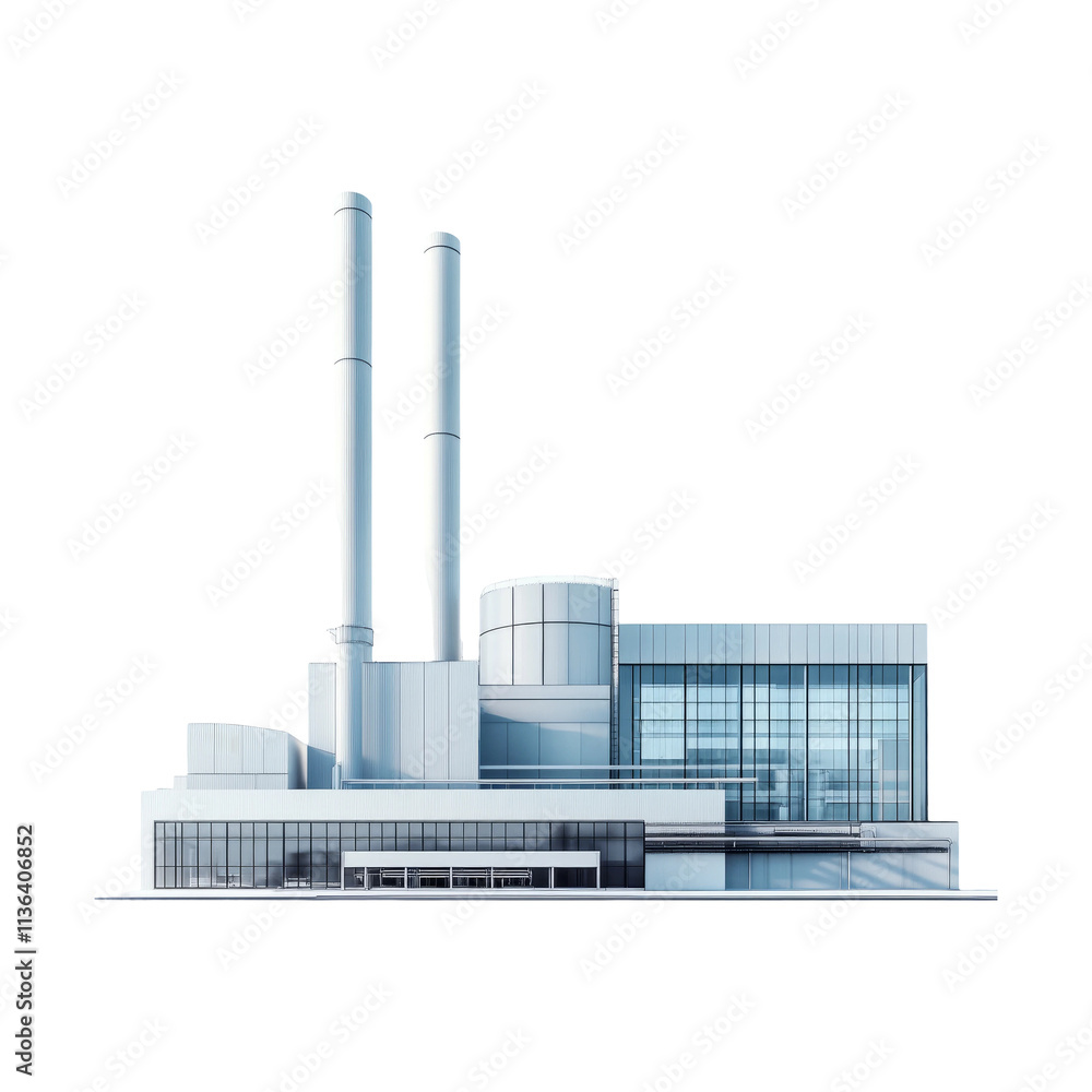 Obraz premium Modern Industrial Plant on Transparent Background