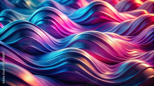 Abstract Fluid Art: Blue Pink Purple Gradient Wavy Shapes Futuristic Flowing Motion Landscape