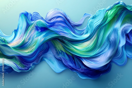 Wallpaper Mural Swirling liquid paint flows in vibrant blue and green waves on a smooth background, creating a mesmerizing abstract pattern with fluid dynamics Torontodigital.ca