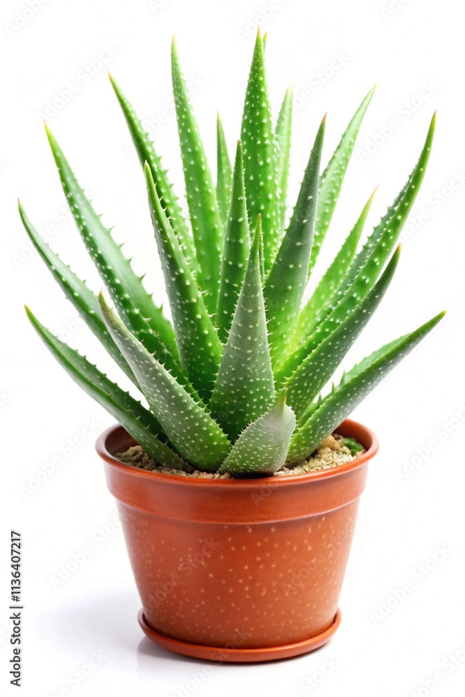 Aloevera in pot on isolated white background for your food needs. Aloevera in pot on isolated white background for your food needs.