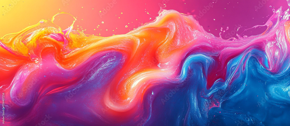 Fototapeta premium Swirling neon slime and vibrant clay, creating an abstract background with bold colors and smooth, dynamic textures
