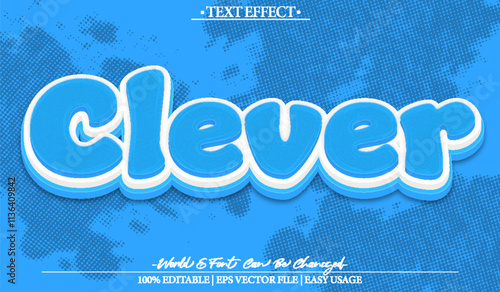 Clever Vector Text Effect Editable Alphabet Blue Cartoon