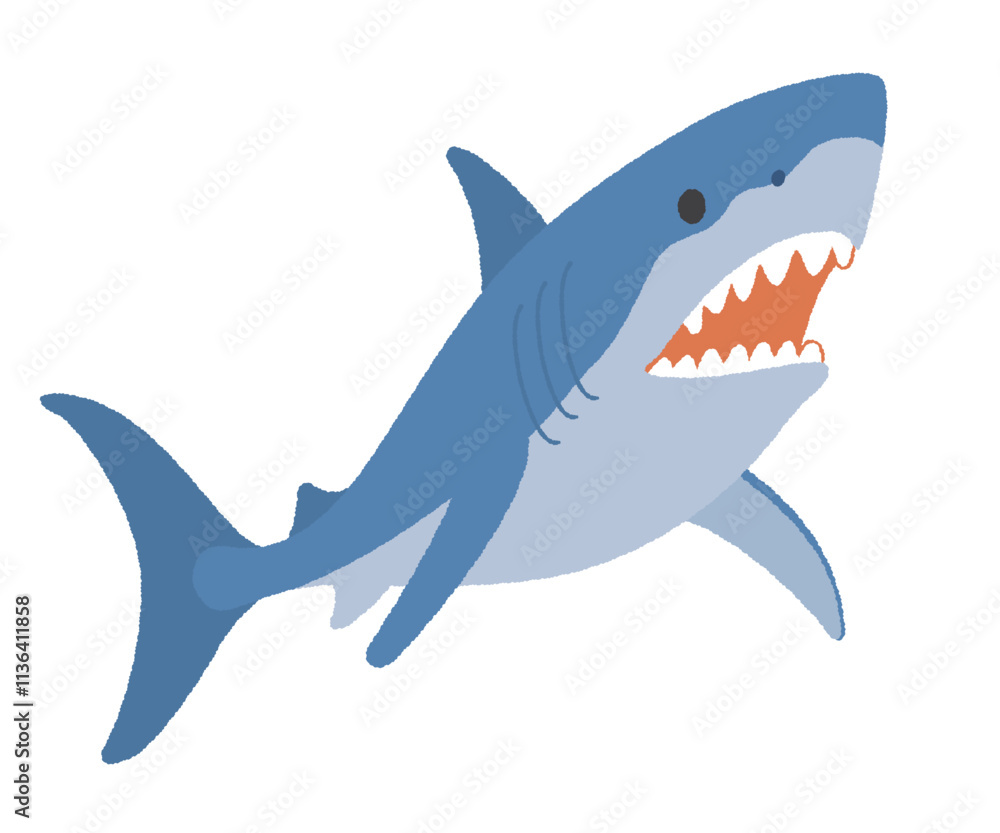 Fototapeta premium 獲物を狙うサメのイラスト