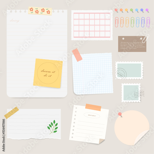 A variety of diary decoration paper sets