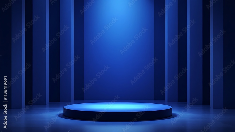 3D rendering blue wall with minimal podium scene Background 3D rendering blue wall with minimal podium scene Background