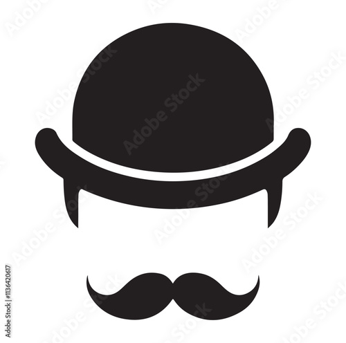 Bowler Hat Face silhouette vector illustration