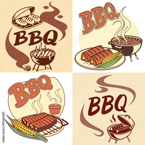 BBQ logo design vector