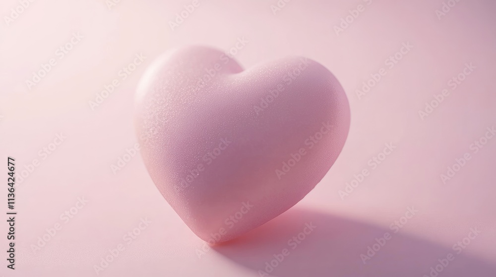 Fototapeta premium Soft Pink Heart Shaped Object on Blurred Pastel Background